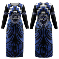 Aotearoa Ngati Tuwharetoa Personalised Couples Matching Long Sleeve Bodycon Dress and Long Sleeve Button Shirt Maori Iwi Poutama Puhoro Tattoo LT14 - Polynesian Pride