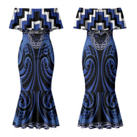 Aotearoa Ngati Tuwharetoa Personalised Couples Matching Mermaid Dress and Long Sleeve Button Shirt Maori Iwi Poutama Puhoro Tattoo LT14 - Polynesian Pride