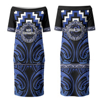 Aotearoa Ngati Tuwharetoa Personalised Couples Matching Puletasi and Long Sleeve Button Shirt Maori Iwi Poutama Puhoro Tattoo LT14 - Polynesian Pride