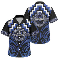 Aotearoa Ngati Tuwharetoa Personalised Family Matching Tank Maxi Dress and Hawaiian Shirt Maori Iwi Poutama Puhoro Tattoo LT14 Son's Shirt Blue - Polynesian Pride