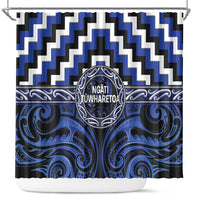 Aotearoa Ngati Tuwharetoa Shower Curtain Maori Iwi Poutama Puhoro Tattoo LT14 Blue - Polynesian Pride