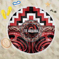 Aotearoa Te Arawa Beach Blanket Maori Iwi Poutama Puhoro Tattoo LT14 One Size 150cm Red - Polynesian Pride