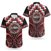 Aotearoa Te Arawa Personalised Couples Matching Off The Shoulder Long Sleeve Dress and Hawaiian Shirt Maori Iwi Poutama Puhoro Tattoo LT14 - Polynesian Pride