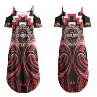 Aotearoa Te Arawa Personalised Couples Matching Summer Maxi Dress and Hawaiian Shirt Maori Iwi Poutama Puhoro Tattoo LT14 - Polynesian Pride
