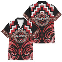 Aotearoa Te Arawa Personalised Family Matching Mermaid Dress and Hawaiian Shirt Maori Iwi Poutama Puhoro Tattoo LT14 Dad's Shirt - Short Sleeve Red - Polynesian Pride
