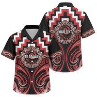 Aotearoa Te Arawa Personalised Family Matching Puletasi and Hawaiian Shirt Maori Iwi Poutama Puhoro Tattoo LT14 Son's Shirt Red - Polynesian Pride
