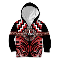 Aotearoa Te Arawa Personalised Kid Hoodie Maori Iwi Poutama Puhoro Tattoo LT14 Zip Hoodie Red - Polynesian Pride