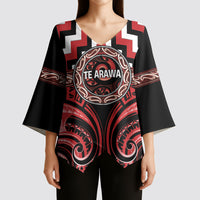Aotearoa Te Arawa Personalised Kimono Sleeve Blouse Maori Iwi Poutama Puhoro Tattoo LT14 - Polynesian Pride