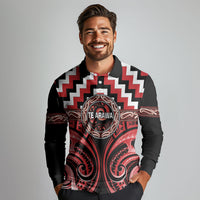Aotearoa Te Arawa Personalised Long Sleeve Polo Shirt Maori Iwi Poutama Puhoro Tattoo LT14 - Polynesian Pride