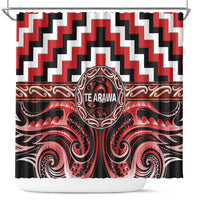 Aotearoa Te Arawa Shower Curtain Maori Iwi Poutama Puhoro Tattoo LT14 Red - Polynesian Pride