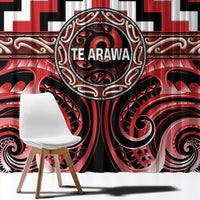 Aotearoa Te Arawa Window Curtain Maori Iwi Poutama Puhoro Tattoo LT14 - Polynesian Pride