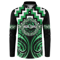 Aotearoa Ngai Tahu Personalised Button Sweatshirt Maori Iwi Poutama Puhoro Tattoo LT14 Green - Polynesian Pride