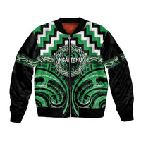 Aotearoa Ngai Tahu Personalised Sleeve Zip Bomber Jacket Maori Iwi Poutama Puhoro Tattoo LT14 Unisex Green - Polynesian Pride