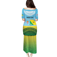 Personalised Malampa Fiji Day Family Matching Puletasi and Hawaiian Shirt 10 October Fijian Tapa Flag Style LT14 - Polynesian Pride