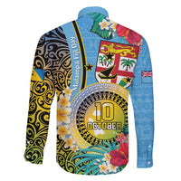 Vanuatu Malampa Fiji Day Family Matching Mermaid Dress and Hawaiian Shirt Happy 10 October With Maps Tropical Flowers