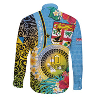 Vanuatu Malampa Fiji Day Family Matching Puletasi and Hawaiian Shirt Happy 10 October With Maps Tropical Flowers LT14 - Polynesian Pride