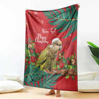 Personalised New Zealand Kakapo Christmas Blanket Meri Kirihimete Silver Fern Mix Pohutukawa LT14 - Polynesian Pride