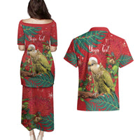 Personalised New Zealand Kakapo Christmas Couples Matching Puletasi and Hawaiian Shirt Meri Kirihimete Silver Fern Mix Pohutukawa LT14 - Polynesian Pride
