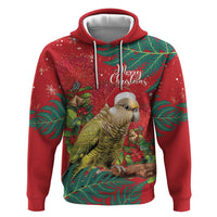 Personalised New Zealand Kakapo Christmas Hoodie Meri Kirihimete Silver Fern Mix Pohutukawa LT14 Pullover Hoodie Red - Polynesian Pride