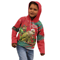 Personalised New Zealand Kakapo Christmas Kid Hoodie Meri Kirihimete Silver Fern Mix Pohutukawa LT14 - Polynesian Pride