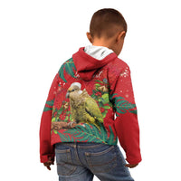 Personalised New Zealand Kakapo Christmas Kid Hoodie Meri Kirihimete Silver Fern Mix Pohutukawa LT14 - Polynesian Pride
