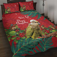 Personalised New Zealand Kakapo Christmas Quilt Bed Set Meri Kirihimete Silver Fern Mix Pohutukawa LT14 Red - Polynesian Pride