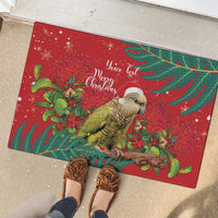 Personalised New Zealand Kakapo Christmas Rubber Doormat Meri Kirihimete Silver Fern Mix Pohutukawa LT14 - Polynesian Pride