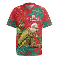 Personalised New Zealand Kakapo Christmas Rugby Jersey Meri Kirihimete Silver Fern Mix Pohutukawa LT14 Red - Polynesian Pride
