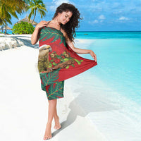 Personalised New Zealand Kakapo Christmas Sarong Meri Kirihimete Silver Fern Mix Pohutukawa LT14 - Polynesian Pride