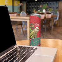 Personalised New Zealand Kakapo Christmas Skinny Tumbler Meri Kirihimete Silver Fern Mix Pohutukawa LT14 - Polynesian Pride