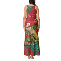 Personalised New Zealand Kakapo Christmas Tank Maxi Dress Meri Kirihimete Silver Fern Mix Pohutukawa LT14 - Polynesian Pride