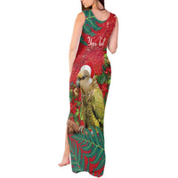 Personalised New Zealand Kakapo Christmas Tank Maxi Dress Meri Kirihimete Silver Fern Mix Pohutukawa LT14 - Polynesian Pride