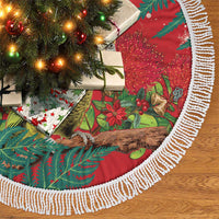 Personalised New Zealand Kakapo Christmas Tree Skirt Meri Kirihimete Silver Fern Mix Pohutukawa LT14 - Polynesian Pride