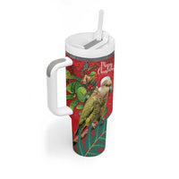 Personalised New Zealand Kakapo Christmas Tumbler With Handle Meri Kirihimete Silver Fern Mix Pohutukawa LT14 - Polynesian Pride