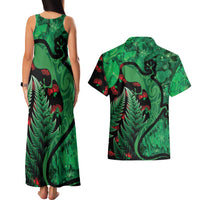 New Zealand Gecko Christmas Couples Matching Tank Maxi Dress and Hawaiian Shirt Meri Kirihimete Paua Shell Mix Pohutukawa LT14 - Polynesian Pride