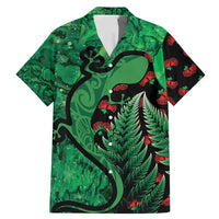 New Zealand Gecko Christmas Family Matching Mermaid Dress and Hawaiian Shirt Meri Kirihimete Paua Shell Mix Pohutukawa LT14 Dad's Shirt - Short Sleeve Green - Polynesian Pride