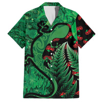 New Zealand Gecko Christmas Family Matching Off The Shoulder Long Sleeve Dress and Hawaiian Shirt Meri Kirihimete Paua Shell Mix Pohutukawa LT14 Dad's Shirt - Short Sleeve Green - Polynesian Pride