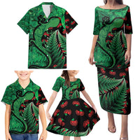 New Zealand Gecko Christmas Family Matching Puletasi and Hawaiian Shirt Meri Kirihimete Paua Shell Mix Pohutukawa LT14 - Polynesian Pride