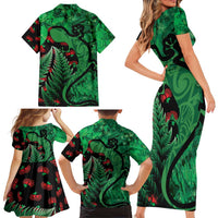 New Zealand Gecko Christmas Family Matching Short Sleeve Bodycon Dress and Hawaiian Shirt Meri Kirihimete Paua Shell Mix Pohutukawa LT14 - Polynesian Pride
