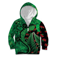 New Zealand Gecko Christmas Kid Hoodie Meri Kirihimete Paua Shell Mix Pohutukawa LT14 Zip Hoodie Green - Polynesian Pride