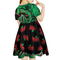 New Zealand Gecko Christmas Kid Short Sleeve Dress Meri Kirihimete Paua Shell Mix Pohutukawa LT14 - Polynesian Pride