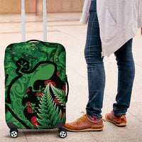New Zealand Gecko Christmas Luggage Cover Meri Kirihimete Paua Shell Mix Pohutukawa LT14 Green - Polynesian Pride