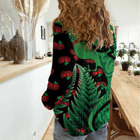 New Zealand Gecko Christmas Women Casual Shirt Meri Kirihimete Paua Shell Mix Pohutukawa LT14 - Polynesian Pride