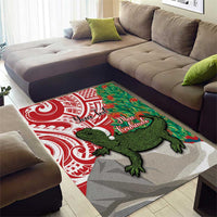 Personalised New Zealand Tuatara Christmas Area Rug Meri Kirihimete Aotearoa Maori Mix Pohutukawa LT14 - Polynesian Pride