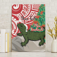 Personalised New Zealand Tuatara Christmas Canvas Wall Art Meri Kirihimete Aotearoa Maori Mix Pohutukawa LT14 Without Frame Red - Polynesian Pride