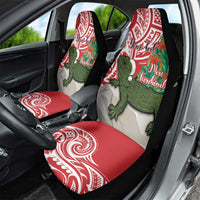Personalised New Zealand Tuatara Christmas Car Seat Cover Meri Kirihimete Aotearoa Maori Mix Pohutukawa LT14 - Polynesian Pride