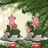 Personalised New Zealand Tuatara Christmas Ceramic Ornament Meri Kirihimete Aotearoa Maori Mix Pohutukawa LT14 Christmas Tree Red - Polynesian Pride