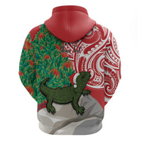 Personalised New Zealand Tuatara Christmas Hoodie Meri Kirihimete Aotearoa Maori Mix Pohutukawa LT14 - Polynesian Pride