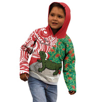 Personalised New Zealand Tuatara Christmas Kid Hoodie Meri Kirihimete Aotearoa Maori Mix Pohutukawa LT14 - Polynesian Pride