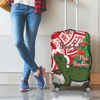 Personalised New Zealand Tuatara Christmas Luggage Cover Meri Kirihimete Aotearoa Maori Mix Pohutukawa LT14 - Polynesian Pride